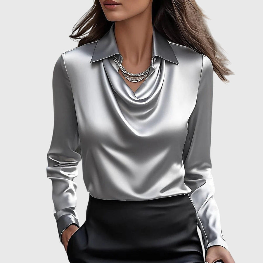 Elise | Cowl-Neck Satin Blouse