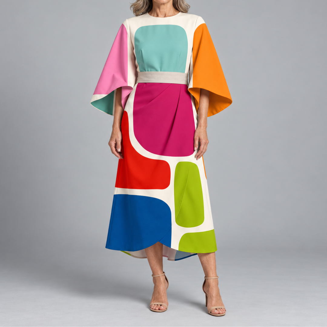 Bronwyn | Statement Print Belted Midi Dress