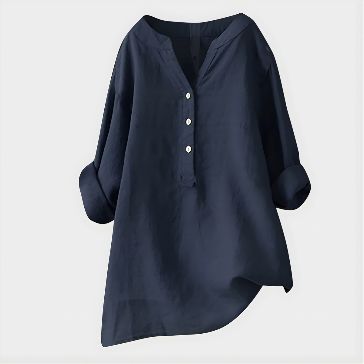 Melanie | Relaxed Cotton-Linen V-Neck Blouse