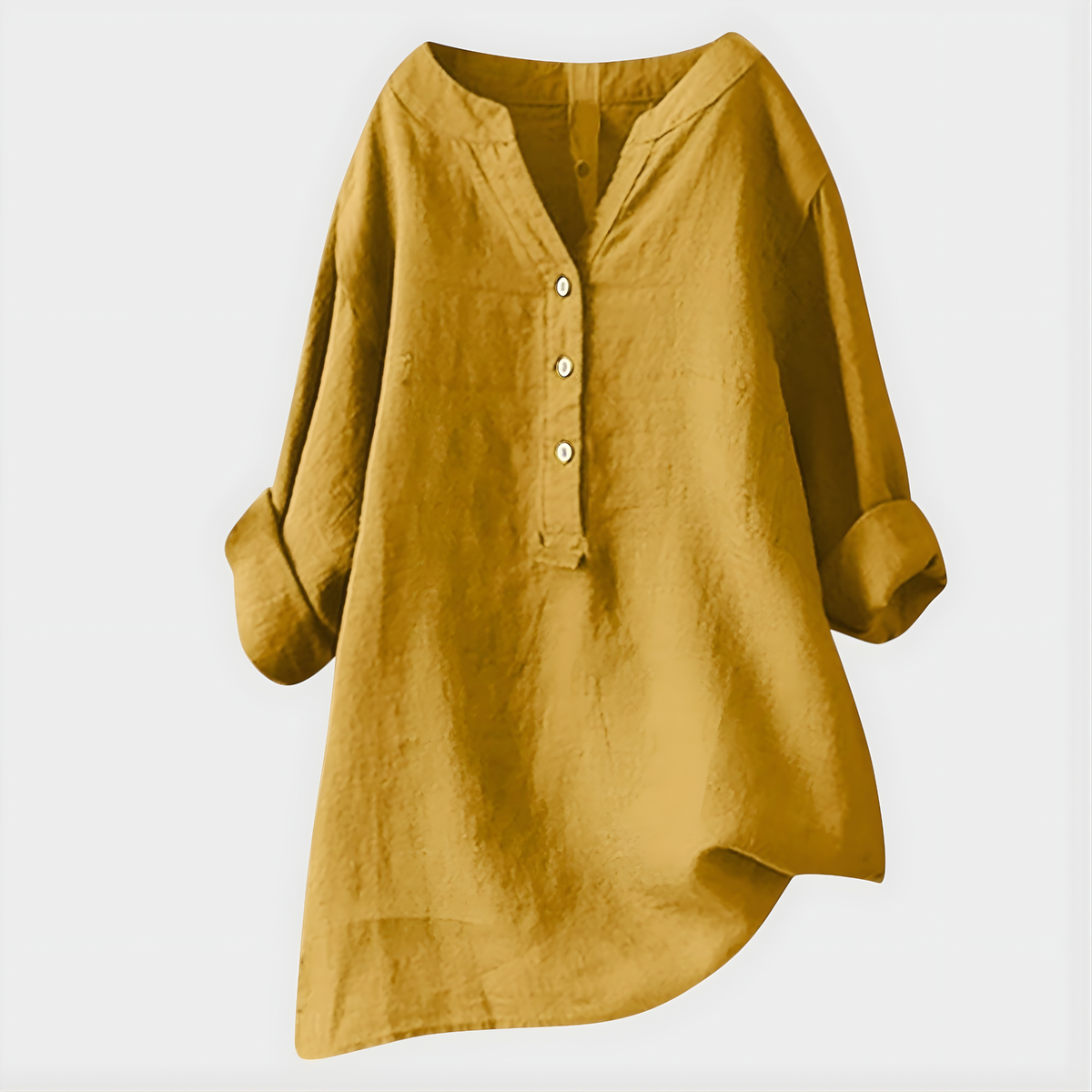 Melanie | Relaxed Cotton-Linen V-Neck Blouse