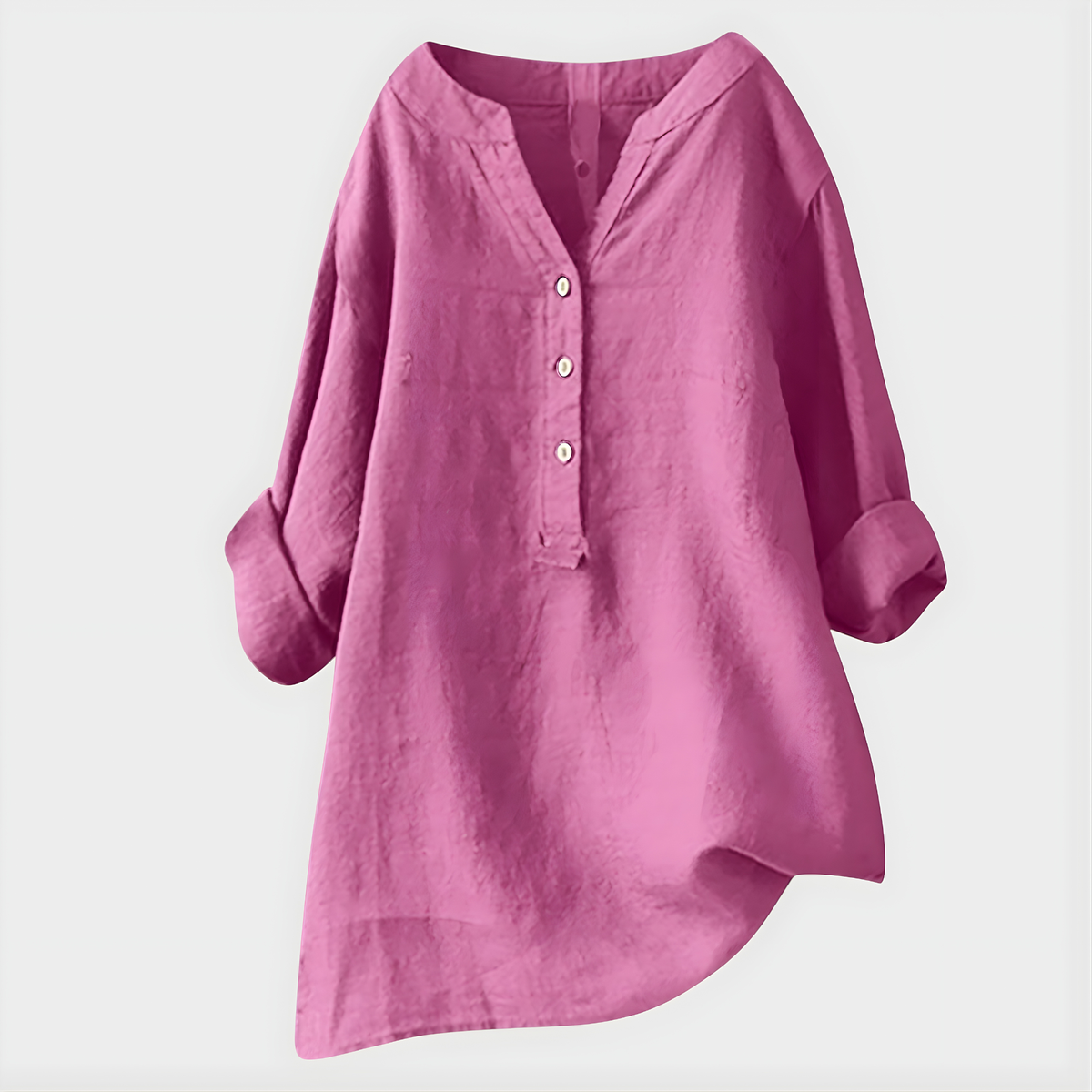 Melanie | Relaxed Cotton-Linen V-Neck Blouse