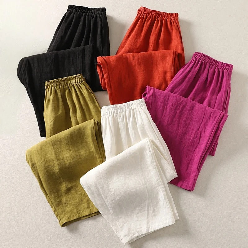 Amelia | Relaxed Cotton-Linen Wide-Leg Pants