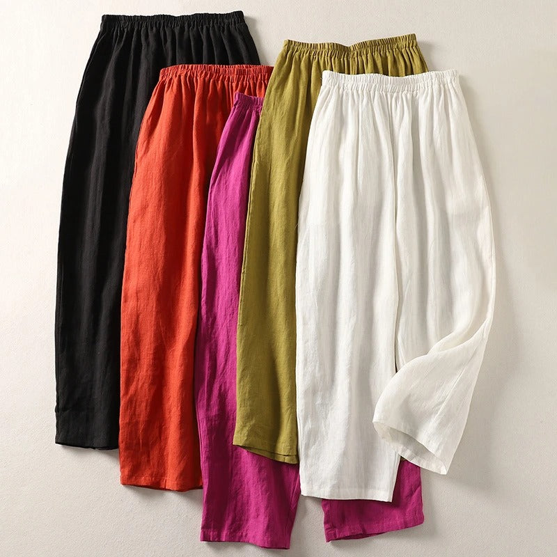 Amelia | Relaxed Cotton-Linen Wide-Leg Pants
