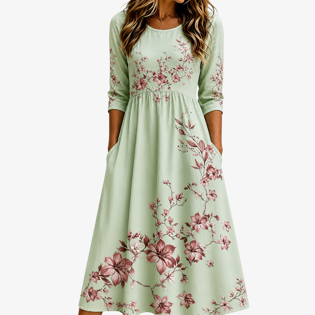 Sage Blossom | Midi Spring Dress