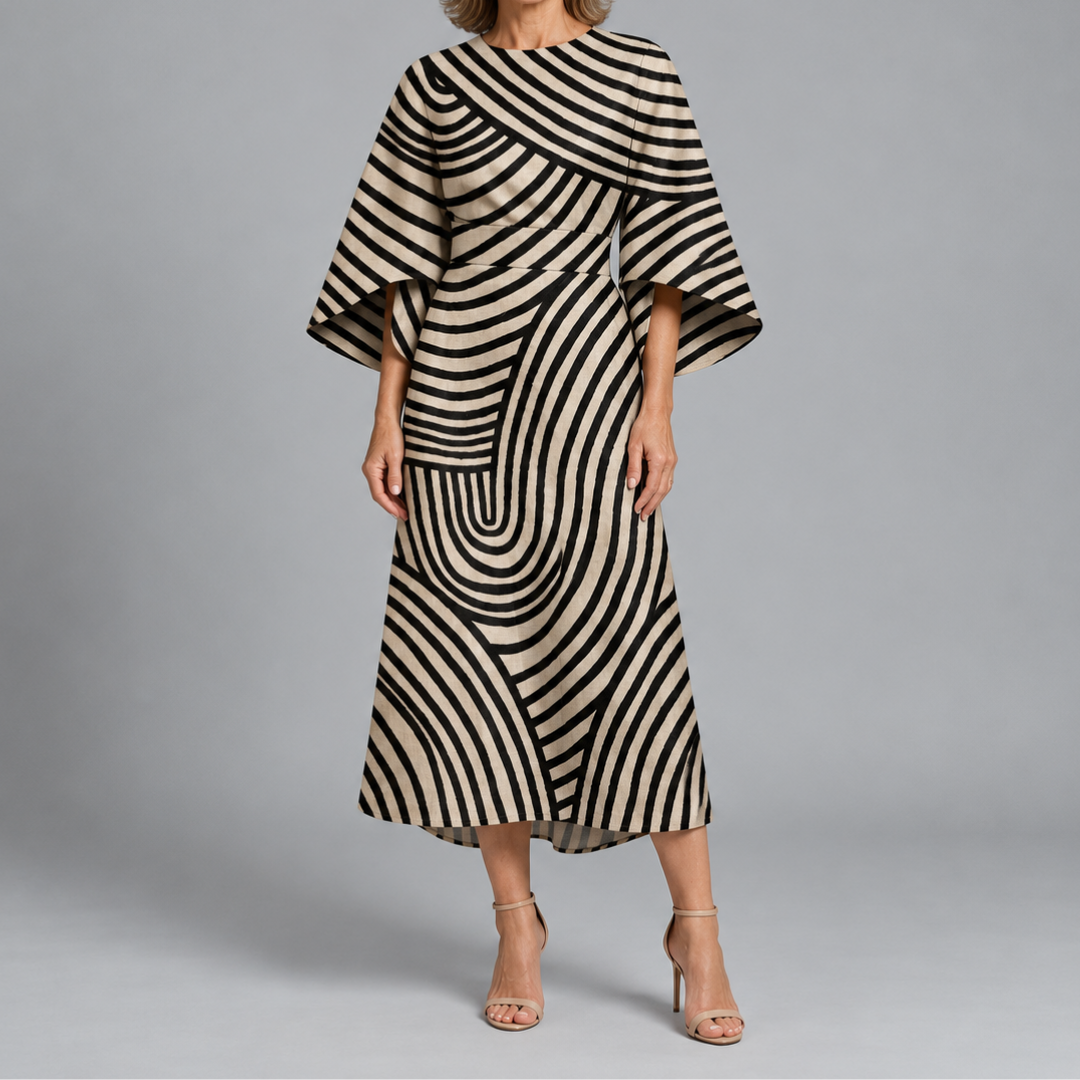Bronwyn | Statement Print Belted Midi Dress