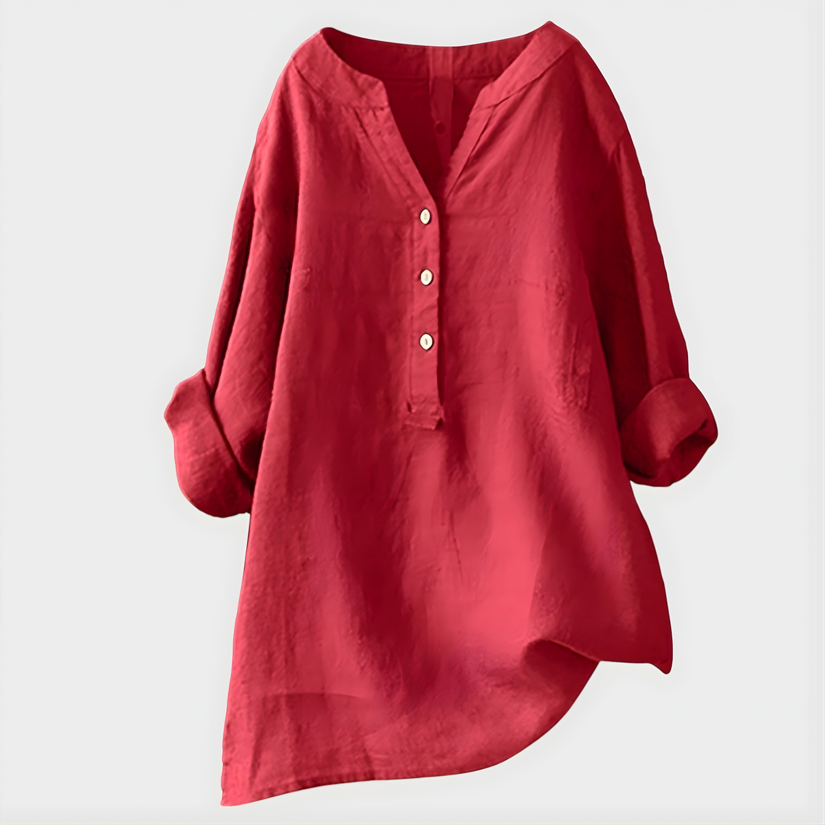Melanie | Relaxed Cotton-Linen V-Neck Blouse