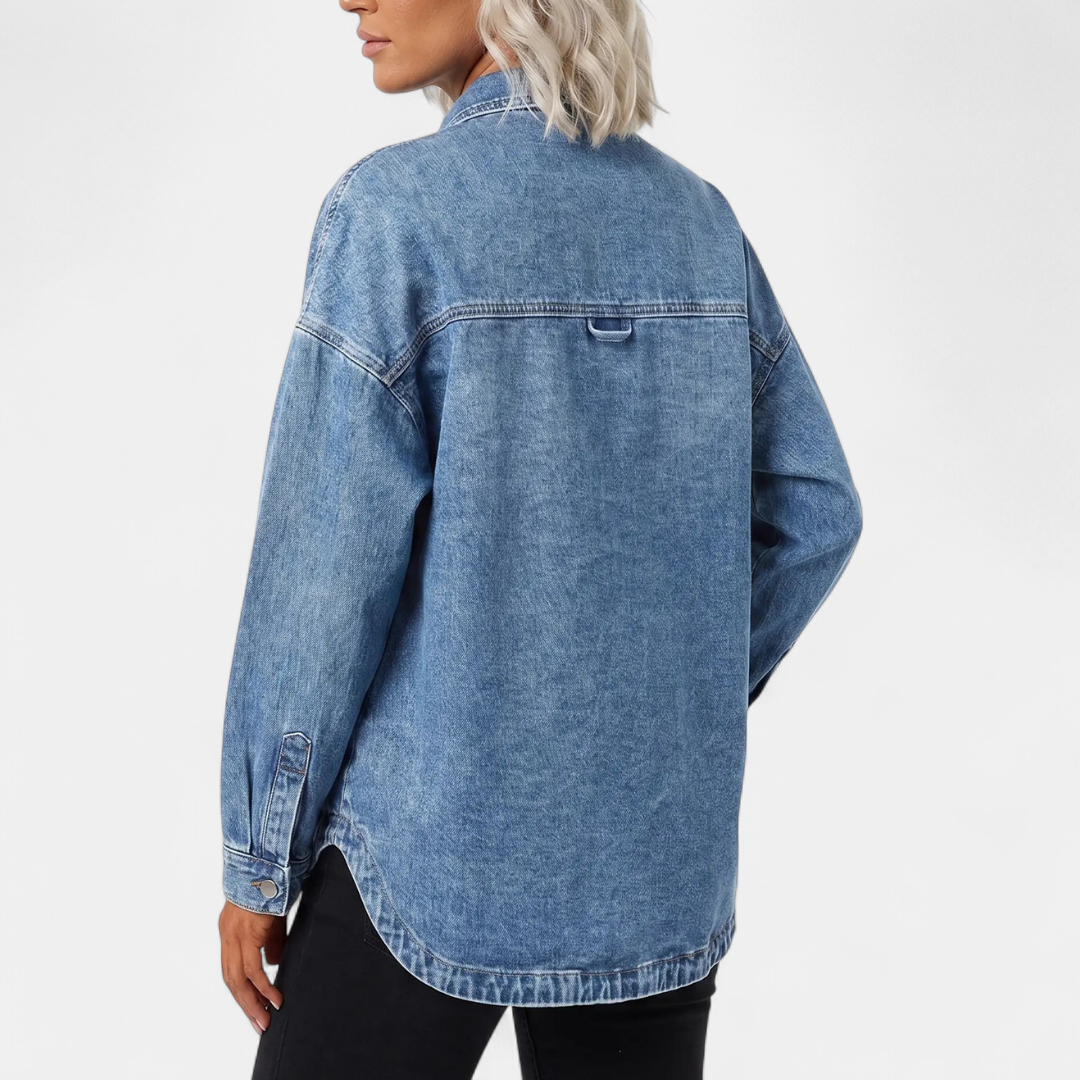 TRIXON™ – Washed Vintage Oversized Denim Shirt Jacket