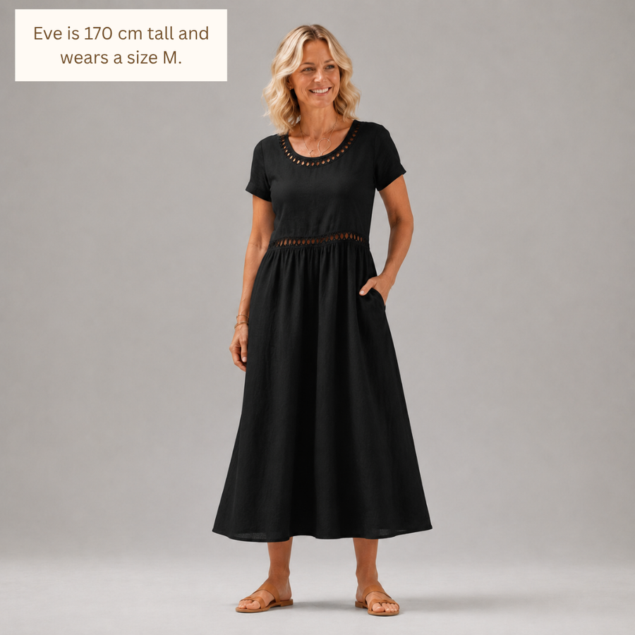 Olivia | Embroidered Linen-Blend Midi Dress