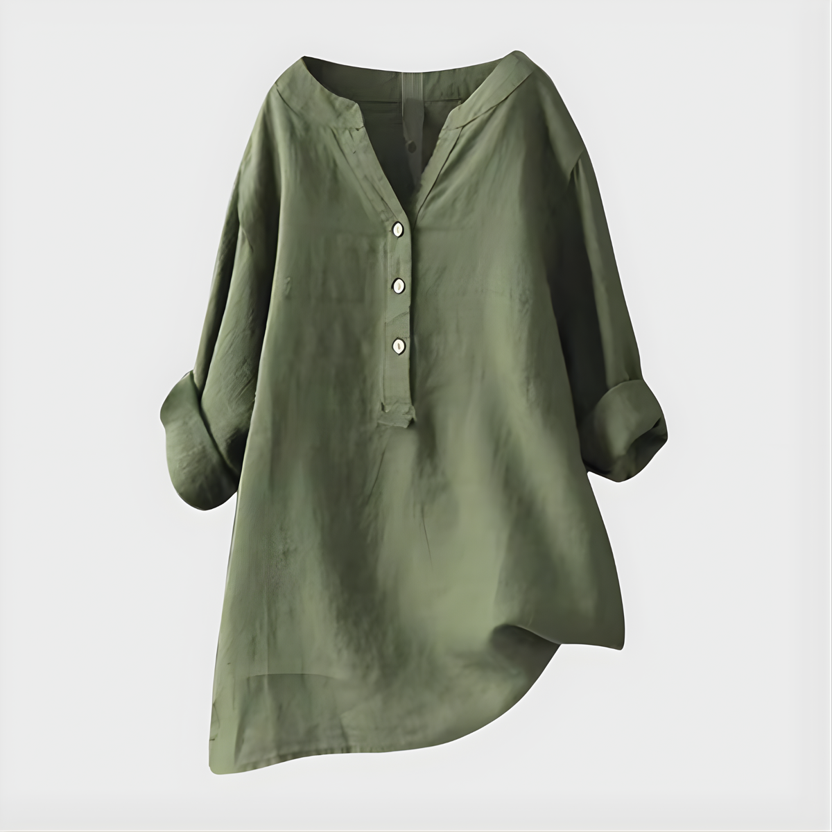 Melanie | Relaxed Cotton-Linen V-Neck Blouse