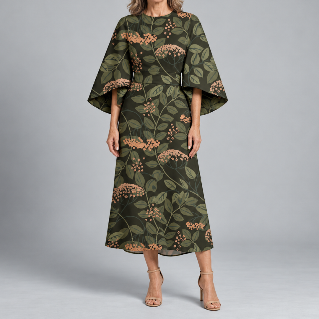 Bronwyn | Statement Print Belted Midi Dress
