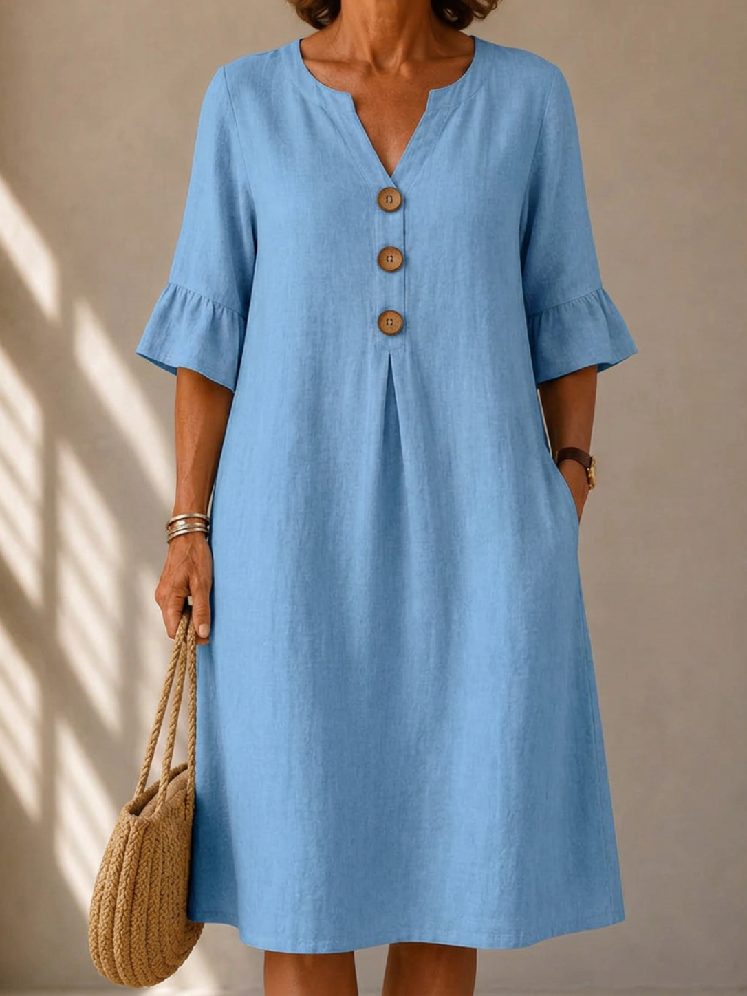 Hannah | Button Detail Midi Dress