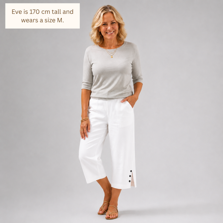 Claire | Button-Detail Capri Pants