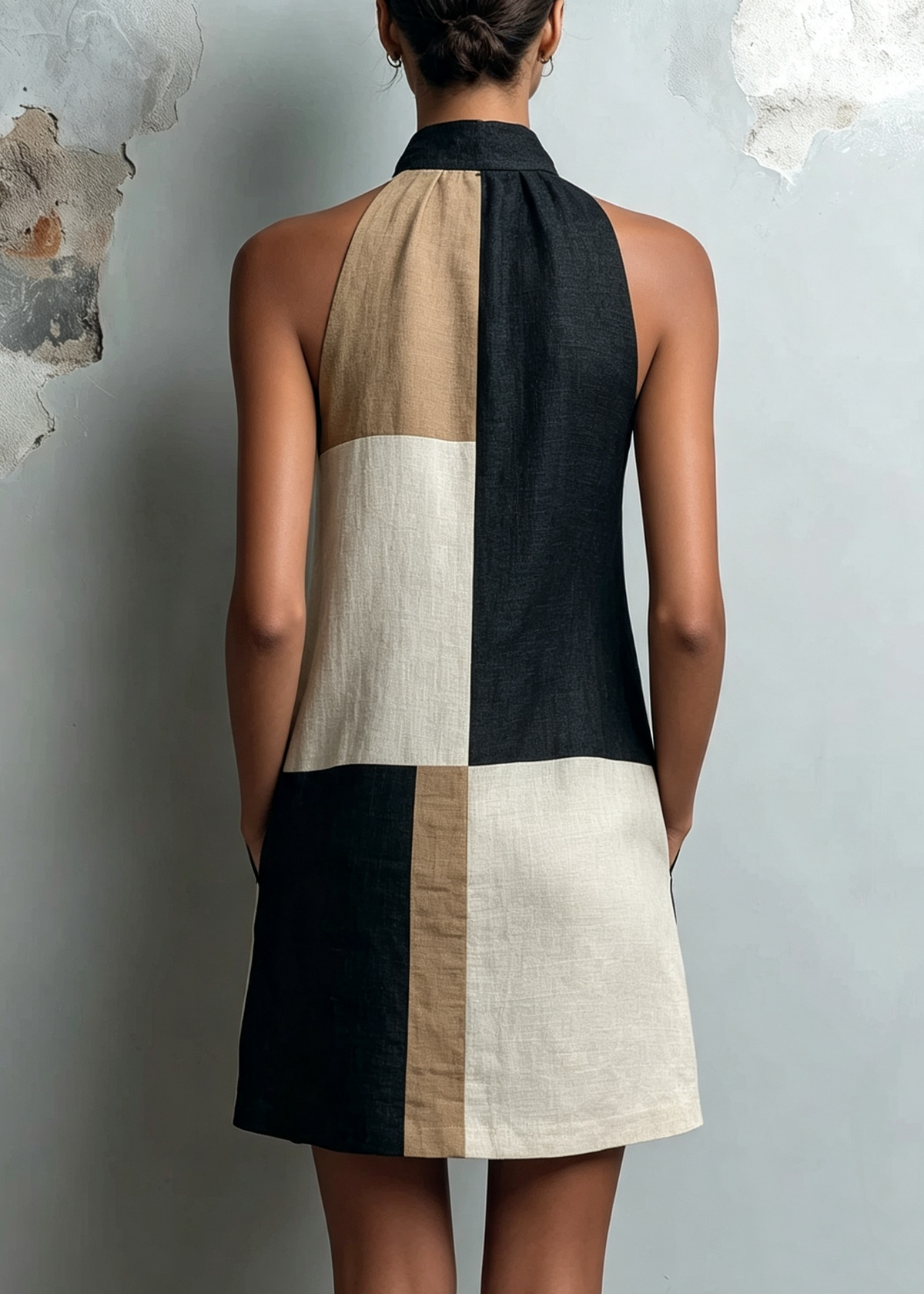 Matilda | Flattering Colorblock Halter Dress