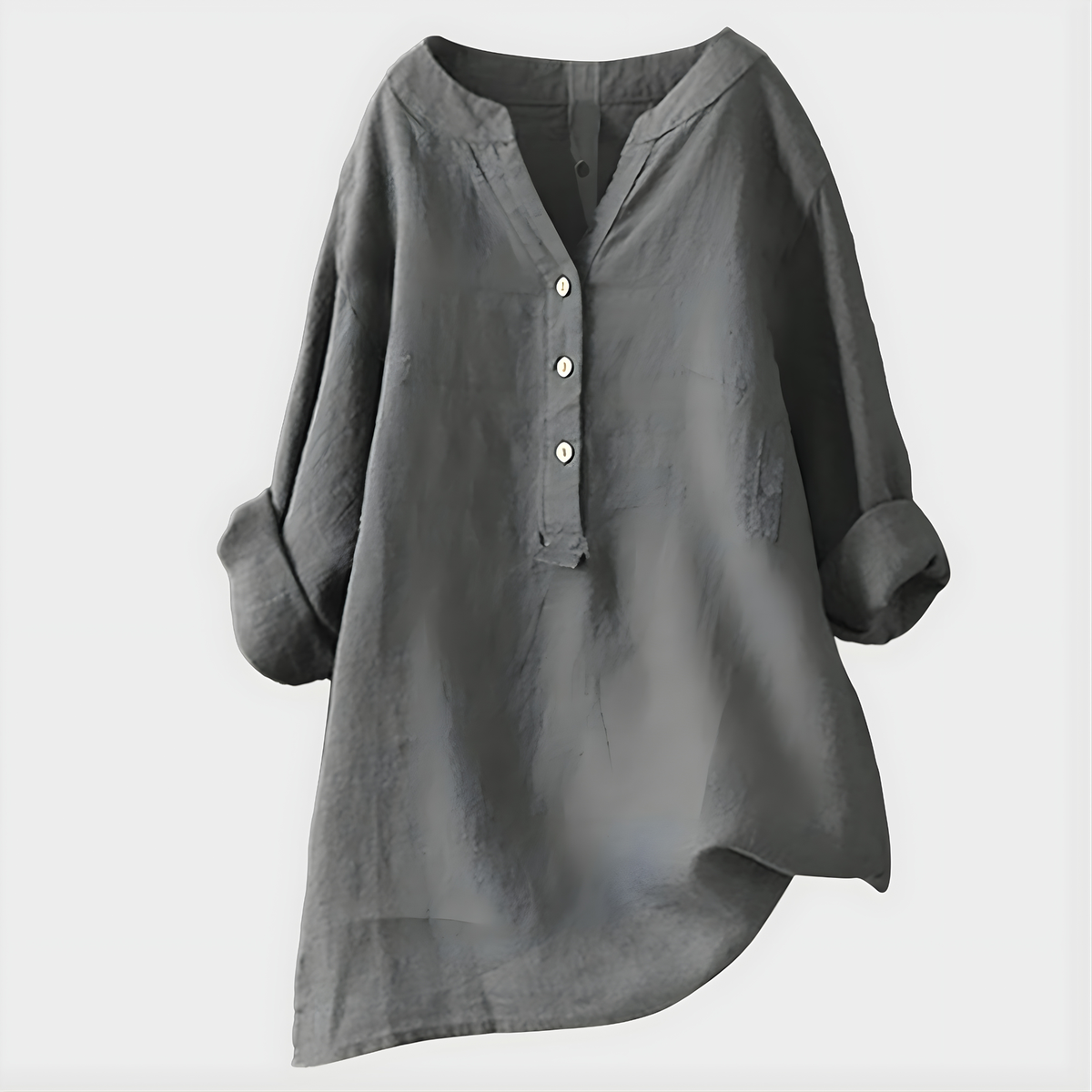 Melanie | Relaxed Cotton-Linen V-Neck Blouse