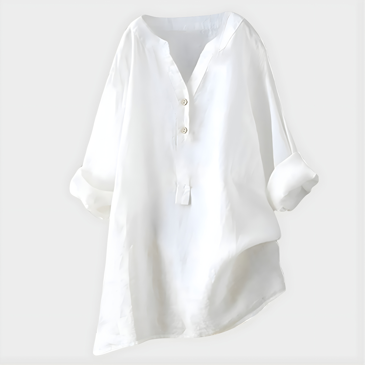 Melanie | Relaxed Cotton-Linen V-Neck Blouse