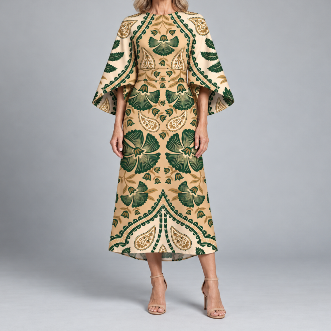Bronwyn | Statement Print Belted Midi Dress
