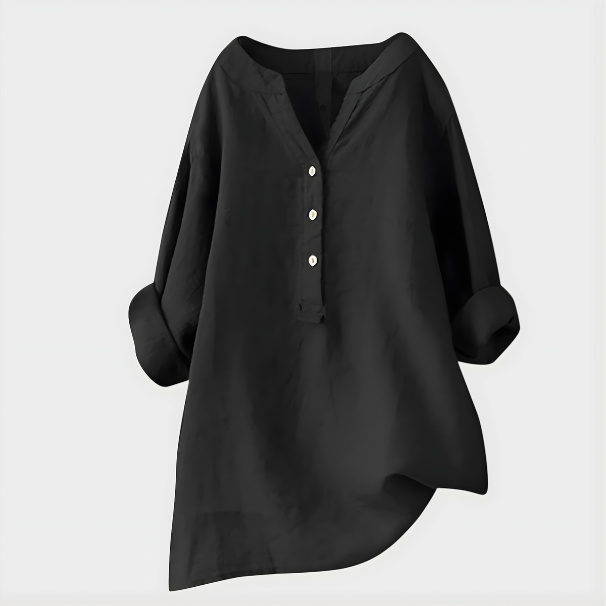 Melanie | Relaxed Cotton-Linen V-Neck Blouse