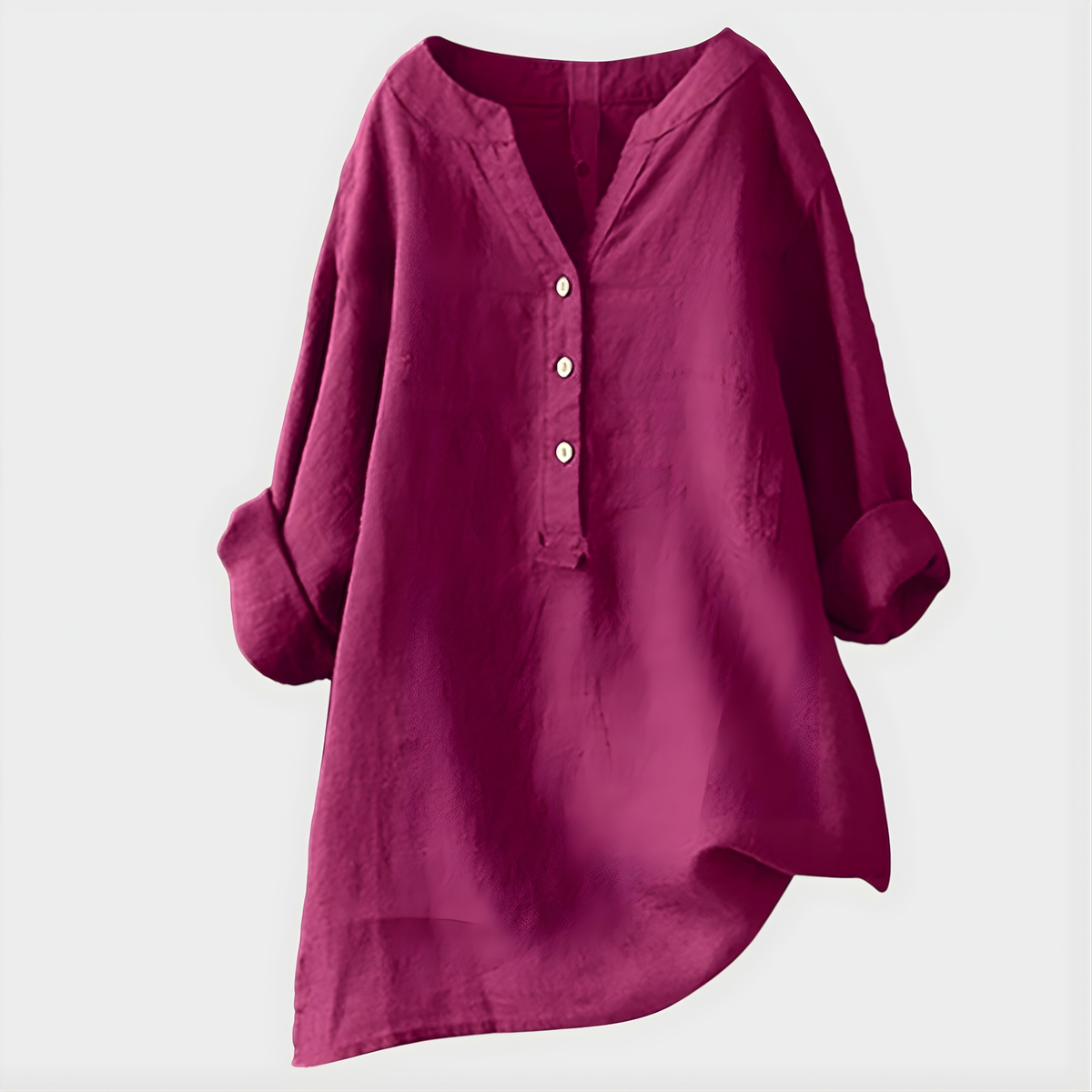 Melanie | Relaxed Cotton-Linen V-Neck Blouse