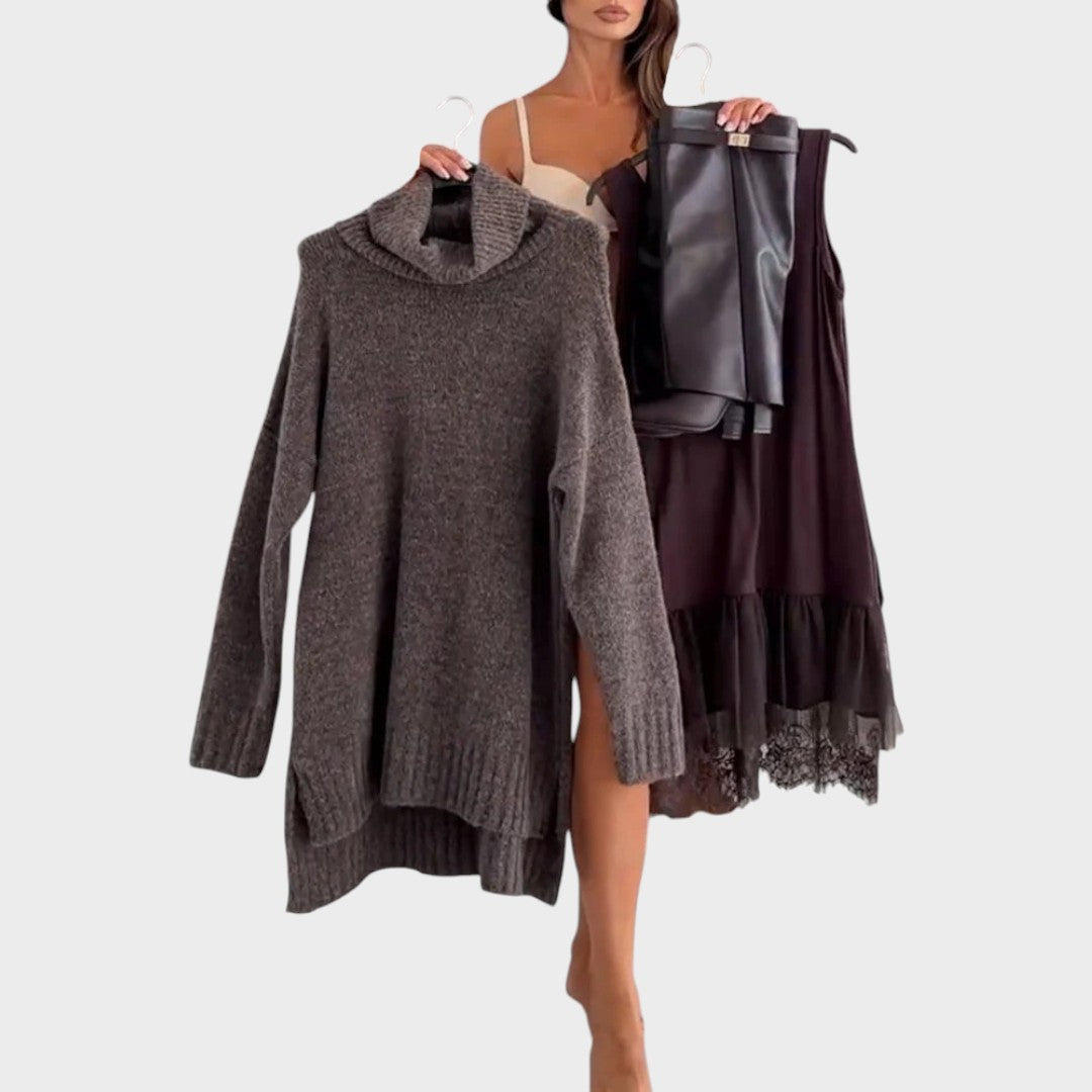 Phoebe | Knit & Lace Dress Set