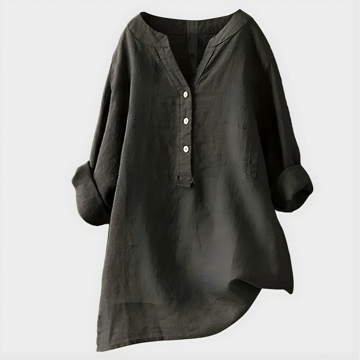 Melanie | Relaxed Cotton-Linen V-Neck Blouse