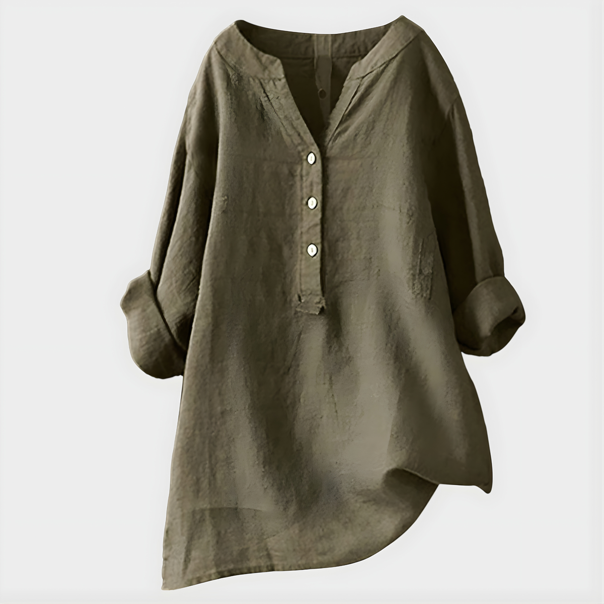 Melanie | Relaxed Cotton-Linen V-Neck Blouse