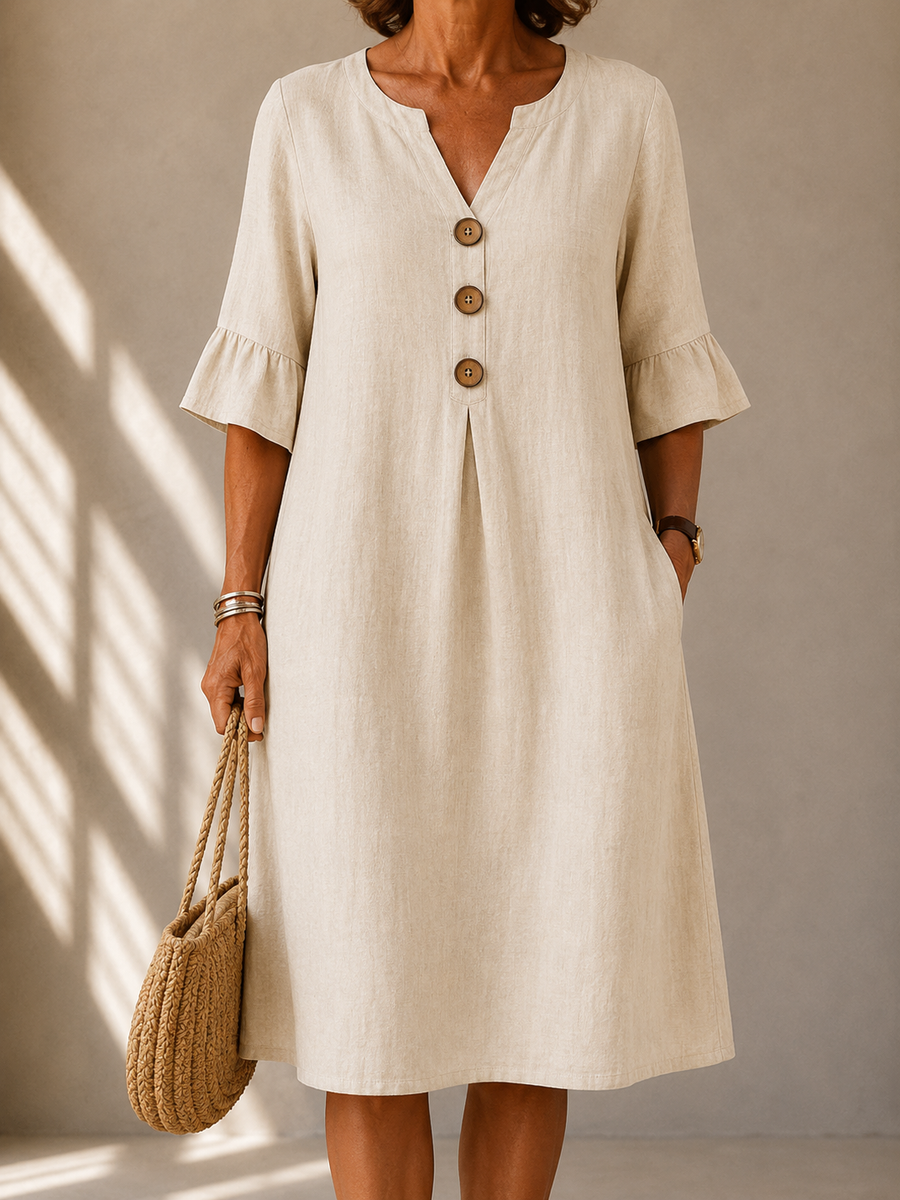 Hannah | Button Detail Midi Dress