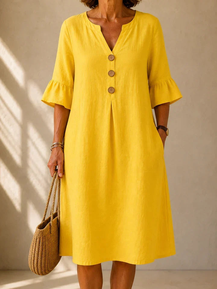 Hannah | Button Detail Midi Dress