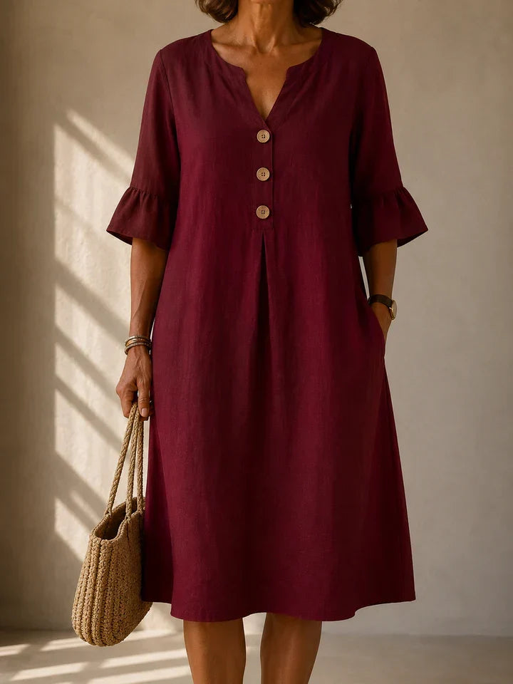 Hannah | Button Detail Midi Dress