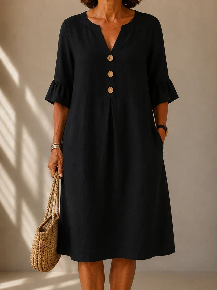 Hannah | Button Detail Midi Dress
