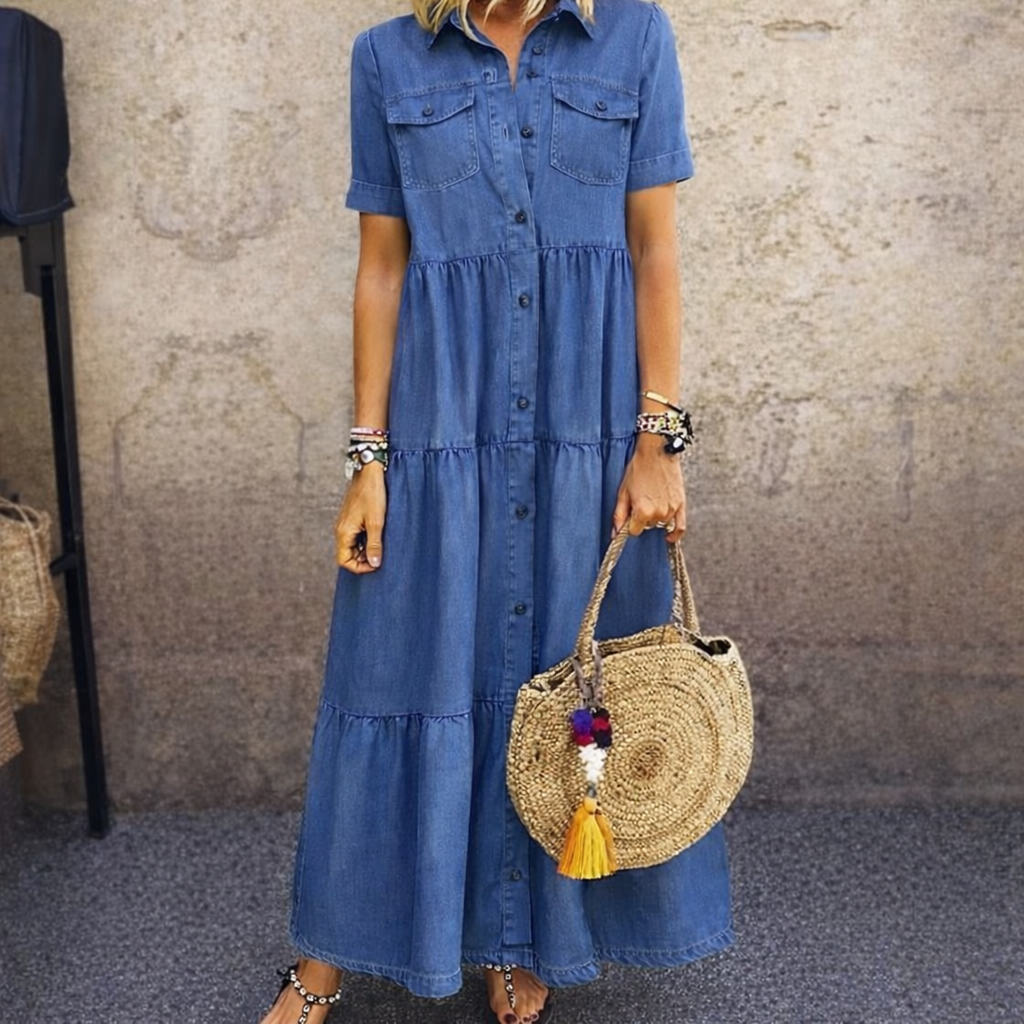 Leah | Denim Midi Dress