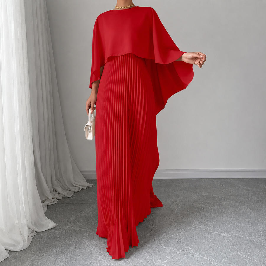 Maravelle | Pleated Cape Dress