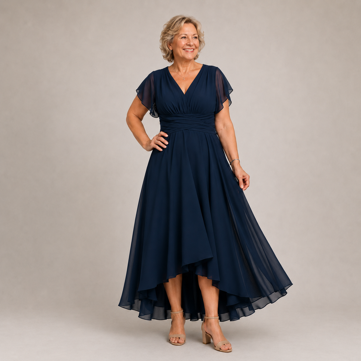 Lillian | V-Neck High-Low Dress