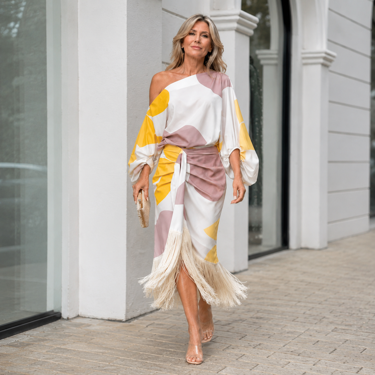 Sienna | One-Shoulder Fringe Set
