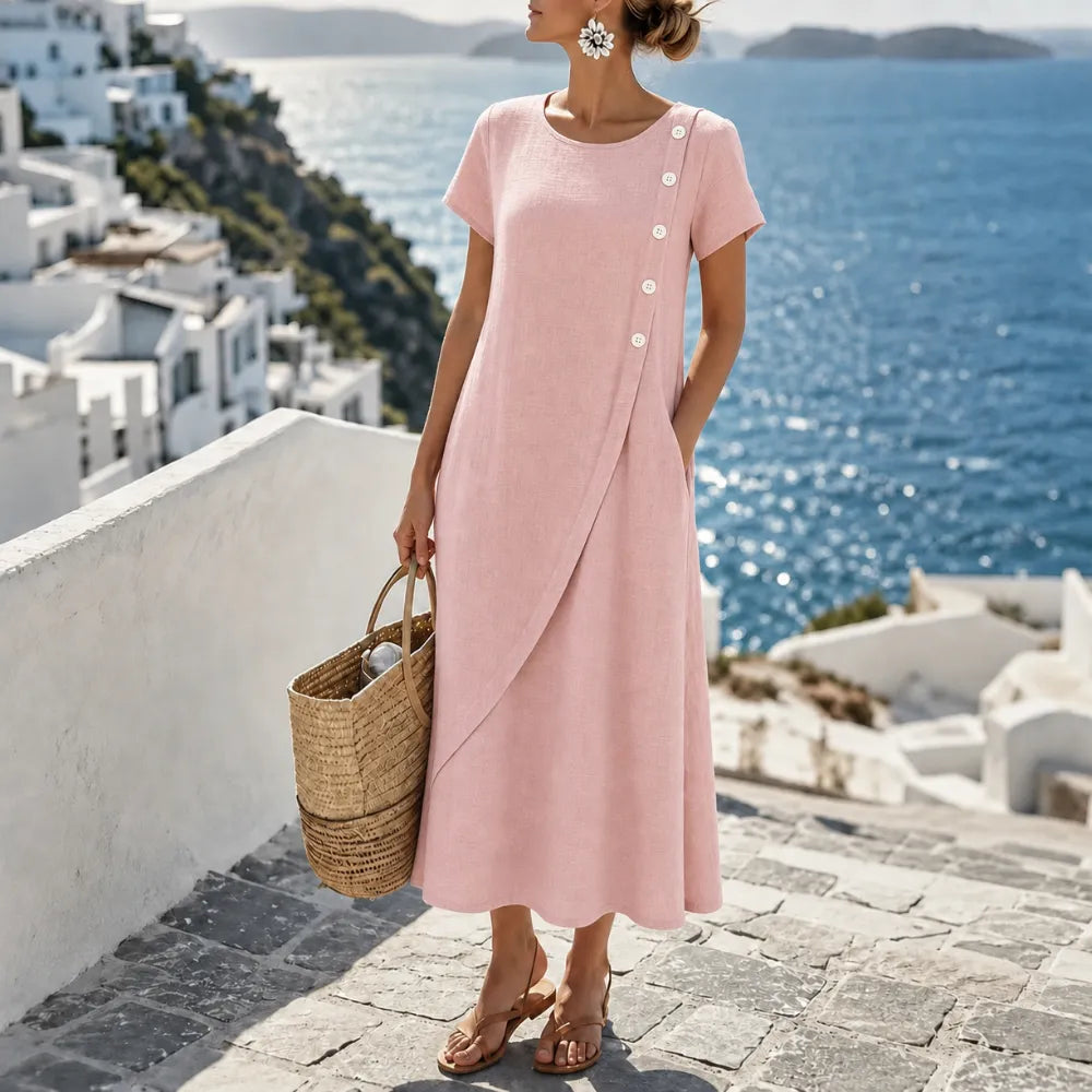 Marielle | Asymmetric Button Midi Dress