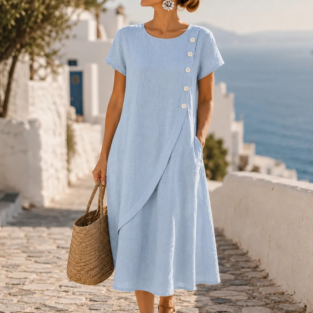 Marielle | Asymmetric Button Midi Dress