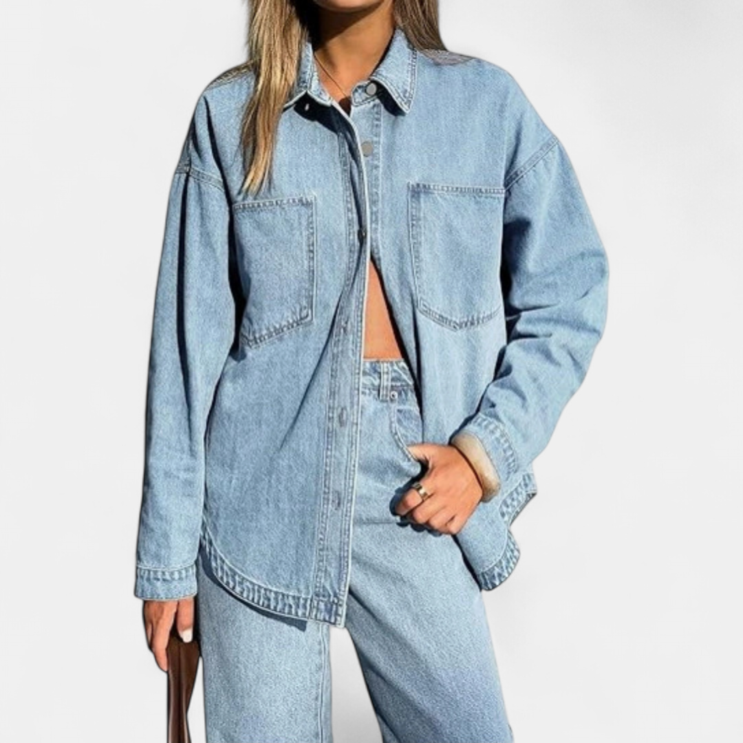 TRIXON™ – Washed Vintage Oversized Denim Shirt Jacket