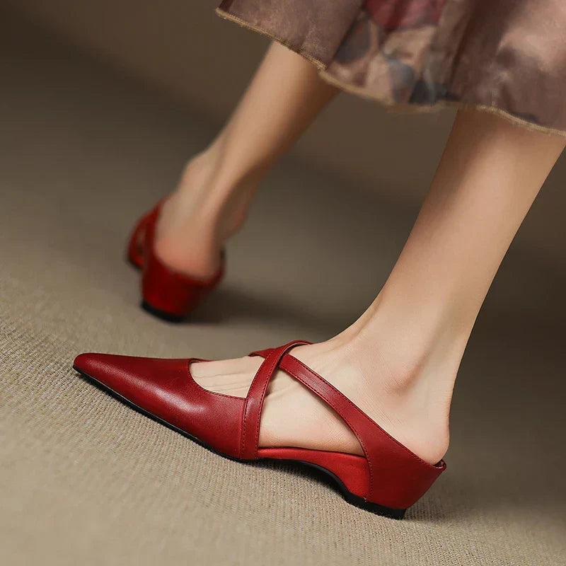 Ava | Pointed Leather Mules