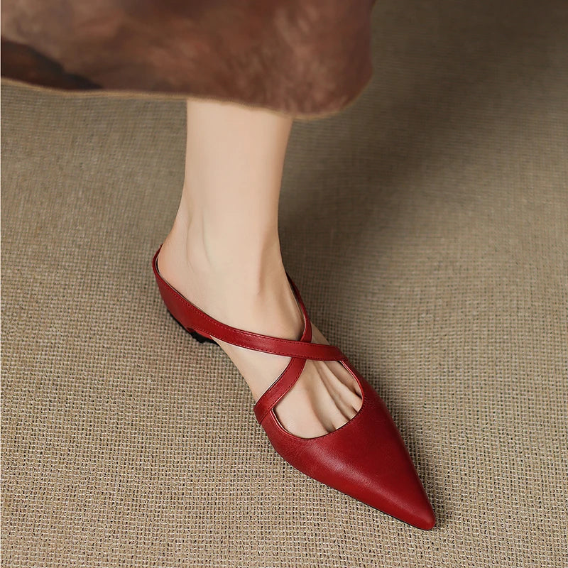 Ava | Pointed Leather Mules