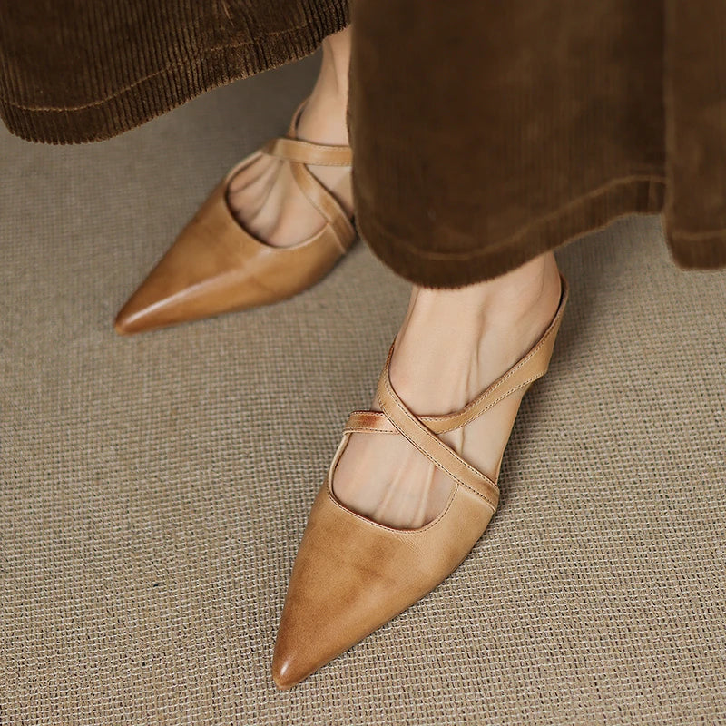 Ava | Pointed Leather Mules