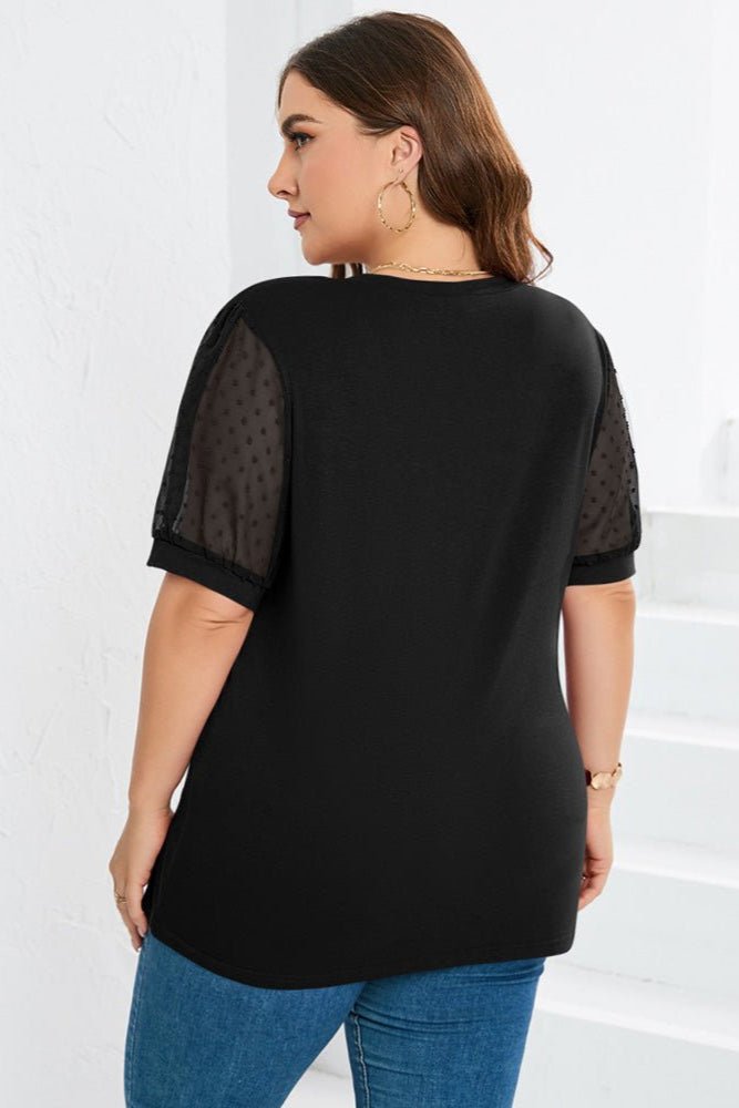 Kirra | Sheer-Sleeve V-Neck Blouse