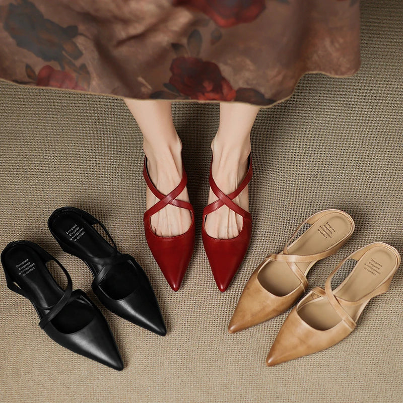 Ava | Pointed Leather Mules