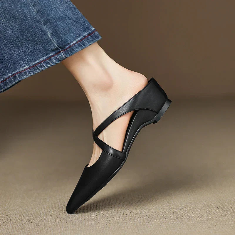 Ava | Pointed Leather Mules
