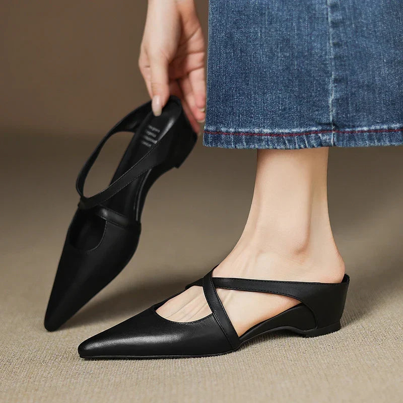 Ava | Pointed Leather Mules