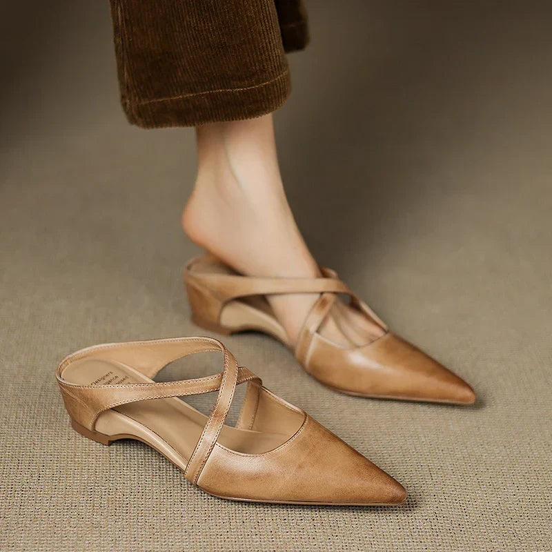 Ava | Pointed Leather Mules