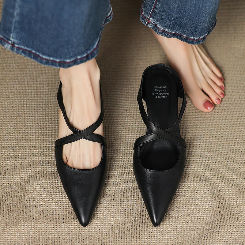 Ava | Pointed Leather Mules