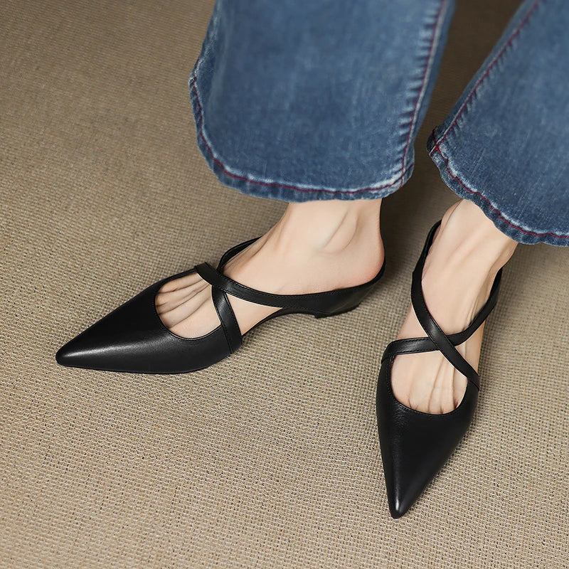 Ava | Pointed Leather Mules