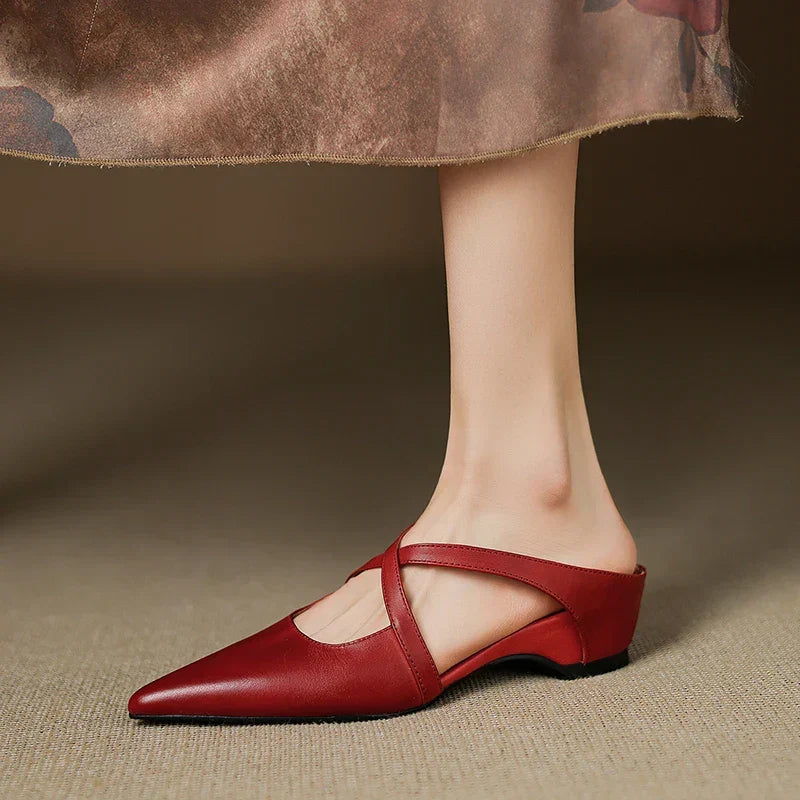 Ava | Pointed Leather Mules