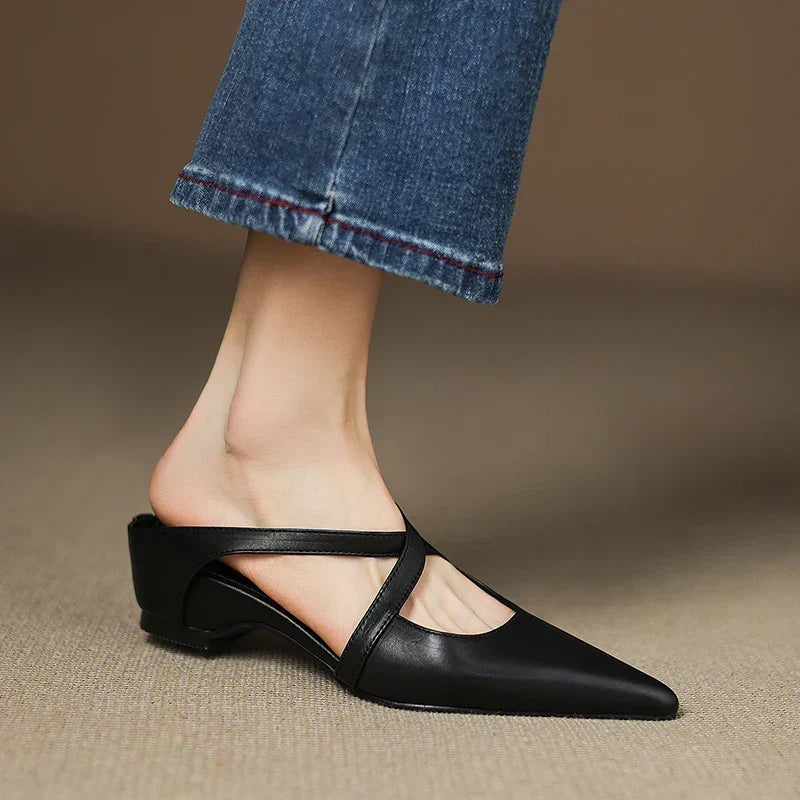 Ava | Pointed Leather Mules