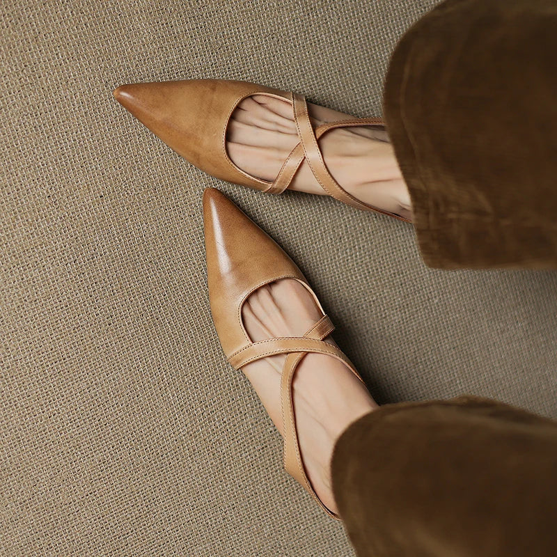 Ava | Pointed Leather Mules