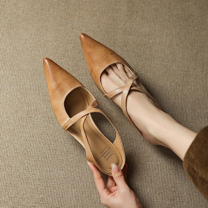 Ava | Pointed Leather Mules
